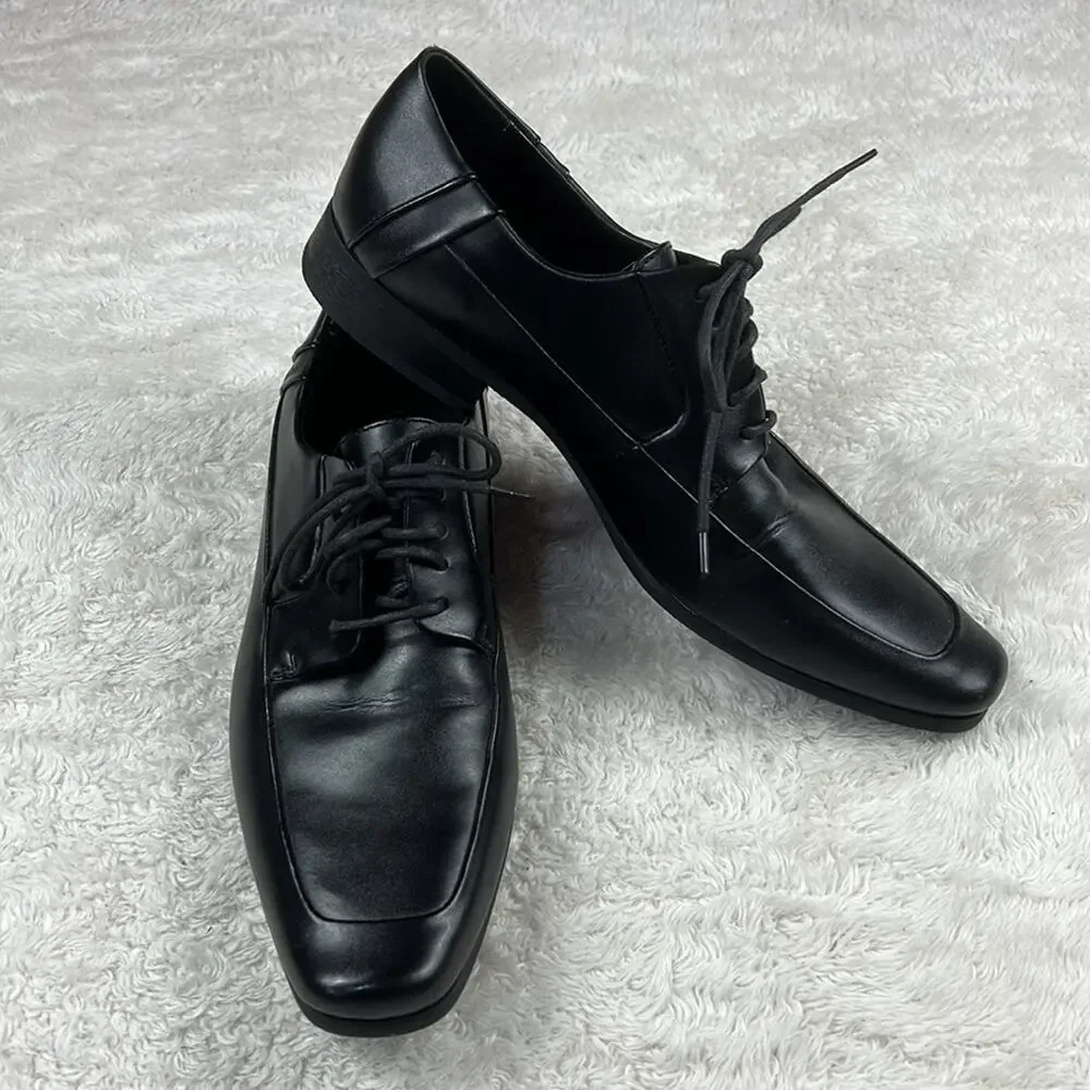 Calvin Klein Brent‎ square Moc toe oxford dress shoes in black, size 10